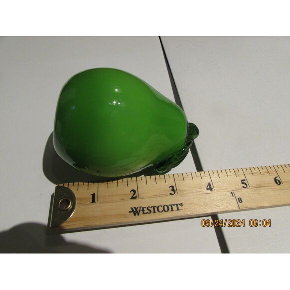 ART GLASS PEAR FRUIT GREEN FANCO FRUIT BASKET HOME DECOR KITCHEN - Picture 4 of 4